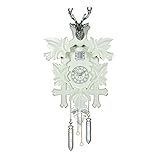 Kuckucksuhr Effectline, mit 12 Melodien, aufwendig geschnitzt, aus Echtholz mit Edelmetall-Effekt (Weiß / Silber)