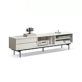 ARINAL Moderner TV-Ständer TV-Schrank mit 2 Glasschiebetüren und 2 Schubladen, Wohnzimmer-Entertainment-Center, TV-Konsolen-Aufbewahrungsschrank Medienkonsole (Color : L-200cm)