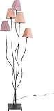 Kare Design Stehleuchte Flexible Berry Cinque, Retro Design Stehlampe für das Wohnzimmer, dezente Leselampe, Standleuchte mit bunten Stoffschirmen (pink, lila, rose), (H/B/T) 163 x 40 x 35 cm