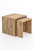 Woodlive Beistelltisch 2er Set Wohnzimmertisch aus Massivholz Wildeiche und Kernbuche massiv geölt 41x41x38 cm und 33x37x35 cm (Wildeiche)