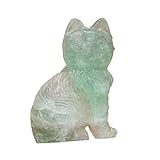 BAWHO 1 STÜCK Natürliche Glückliche Katze Statue Kristall Rosenquarz Tigerauge Stein Tier Edelstein Handwerk Heimtextilien JIANFENYIN (Color : Green Aventurine, Size : 30x50mm)