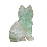 BAWHO 1 STÜCK Natürliche Glückliche Katze Statue Kristall Rosenquarz Tigerauge Stein Tier Edelstein Handwerk Heimtextilien JIANFENYIN (Color : Green Aventurine, Size : 30x50mm)