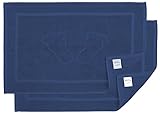BANANALU 2 Stück Badvorleger Badematte Qualität 100% Baumwolle, Dunkel Blau (3938), 50x70cm, 700g/m2