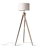 NOWLIN Stehlampe Wohnzimmer Standleuchte Kreative Vintage Sackleinen Stehleuchte Wohnzimmer Schlafzimmer Holz Tischbeleuchtung Vertikal