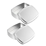 Asakkura 2 Stück Quadratische Aluminiumbox Pillen-Reiseetui Mini-Scharniere Make-Up-Reisebehälter Ohrring-Metall Rechteckige Dosen Kerzenherstellungsdosen Balsam-Etuis