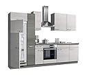Express Küchen Plan 300 cm, weiß, Arbeitsplatte Eichefarben grau, ohne E-Geräte Küchenzeilen, Holz, EXZ300M020GT0L_1035160