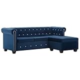 vidaXL Chesterfield Sofa L-Form Samtbezug Blau Polstersofa Wohnlandschaft