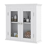 Giantex Badezimmerschrank zur Wandmontage, mit Türen, Hängeschrank für Module, Küche, Weiß, 51 x 17 x 52 cm