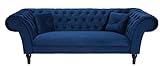 Casa Padrino Chesterfield Sofa in Blau 225 x 90 x H. 79 cm - Designer Chesterfield Sofa