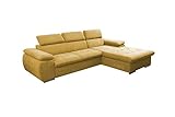 mb-moebel Ecksofa mit Schlaffunktion Eckcouch mit Bettkasten Sofa Couch L-Form Polsterecke NILUX (Gelb, Ecksofa Rechts)