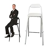 65/70/75 cm Gepolsterter Klappbarer Küchenhocker mit Rückenlehne und Fußstütze, Faltbarer Hoher Hocker für Erwachsene für Frühstück, Restaurant, Büro, Party (Color : White, Size : 30in/75cm)