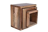 byLIVING Walker Dreisatztisch/Mangoholz Natur/Ineinander stellbar, B, H 40, T 25 cm