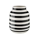 BUTLERS Blumenvase Malika - Weiß-Schwarz gestreifte Keramik-Vase Ø 13,5cm - Moderne Deko-Vase für Pampasgras, Blumen, Pflanzen und mehr