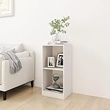 Yagosodee Beistellschrank mit mit 2 Offene Fächer, Schmaler Schrank, Kleiner Telefonschrank, Wohnzimmer, Schlafzimmer Weiß 35,5x33,5x76 cm Massivholz Kiefer