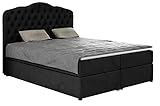 ROVERTI Mallorca Boxspringbett mit Bonellfederkern H3 Härtegrad - Schwarz, 200 x 200 cm - mit 2 Bettkästen & 4 cm Topper - getuftetes Kopfteil, Schlafhöhe 53 cm