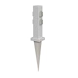 ledscom.de Garten-Steckdosen-Säule POCK mit Erdspieß für außen, 4-Fach, Stein-Optik, eckig, 39,5cm