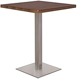 SixBros. Bartisch Bistrotisch Tisch Nussbaum Holzoptik Eckig Edelstahlfuß 60x60x75 - M-BT60/1431