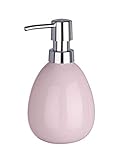 WENKO Seifenspender Polaris, nachfüllbarer Seifendosierer für Flüssigseife und Lotion aus hochwertiger Keramik, 9,5 x 16,5 x 9 cm, Füllmenge 390 ml, Pastell-Rosa
