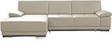 CAVADORE Bettsofa Corianne in Echtleder / Ecksofa inkl. Schlaffunktion und verstellbaren Armlehnen / 282 x 80 x 162 / Echtes Leder, weiß
