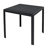 INDA-Exclusiv Wetterfester Aluminium Gartentisch anthrazit/schwarz Esstisch Gartenmöbel Tisch Polywood Holzimitat witterungsbeständig, Maße Polywoodtische:80cm x 80cm