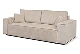 MargaretHome24 Couch Passio III mit Schlaffunktion und Bettkasten 250 cm Wohnlandschaft Schlafcouch (Poso 02 - Cappucino)