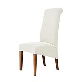 DEZYPZAM XL Stuhlhussen Stretch Elastische Spandex Universal Stuhlhussen Abnehmbare Esszimmerstühle Protecter, Stuhlbezug Abdeckungen Hussen Für Esszimmer, Zeremonie, Bankett (Weiss,6 Stück)