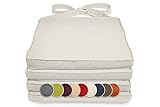 sunnypillow 4er Set Stuhlkissen 40 x 45 x 5cm | Polsterauflage Auflage für Stühle / Rattanstühle | Stuhlauflage mit Schleifenbändern | Indoor / Outdoor | Ecru |