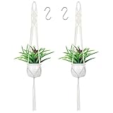 Dacitiery 2er Set Makramee Blumenampel,Geflochtene Blumenampeln Zum Aufhängen,Baumwollseil Hängeampel Hängetopf für Pflanzen mit 2 pcs Metallhaken für Innen Außen Decken Balkone Wanddekoration
