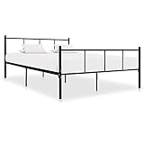 ZEYUAN Bettgestell, Bett, Lattenrost, Bettrahmen, Jugendbett, Bed Frame, Futon Bett, Schwarz Metall 140×200 cm