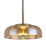 JISHUBO Metall-Kronleuchter im nordischen Stil, kreativer Persönlichkeits-Glas-Pendelleuchte-Lampenschirm, einzelne Hängelampe mit LED-Lichtquelle, eingebettete Installationslampen, dekorativer Kronle