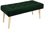 postergaleria Elegante Bank im modernen Stil Sitzbank mit aufwendiger Knopfheftung - Polsterbank 45x90 cm (Green)