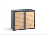 MEISTERBOX Forst - 2er Mülltonnenbox - Mülltonnenverkleidung mit Flachdach - Mülleimerunterstand 120L - Holzelemente