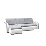 mb-moebel kleines Ecksofa Sofa Eckcouch Couch mit Schlaffunktion und Bettkasten L-Form Polstergarnitur große Farbauswahl - VERO I (Ecksofa Links, Hellgrau + Weiß)