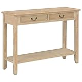 WIFESE Konsolentisch 110x35x80 cm Holz Beistelltisch Flurtisch Telefontisch mit 1 Regal und 2 Schubladen Konsolentische fürs Wohnzimmer Schlafzimmer Robust und Langlebig Rustikaler Stil