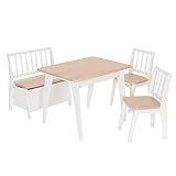 Geuther Kindersitzset Bambino Set mit Tisch, 2 x Kinderstuhl & Truhenbank Kindertisch mit Stühlen aus Holz Ideales Kinderzimmerzubehör Passendes geuther Bambino Möbel-Set Weiß/Natur, Mittel