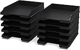 Dokumentenablagen Schwarz A4 - Stapelbarer Schreibtisch-Organisator - Kunststoff-Büroablage - Papierhalter - Postkörbe - 35x25x5,2 cm