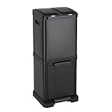 SVITA 3XCOMBO32 Mülleimer Treteimer Abfalleimer Mülltrennung mit Schubfächern Schwarz (32 Liter 2x8L + 16L)