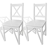 vidaXL Esszimmerstühle 2 STK, Esszimmerstuhl mit Rückenlehne, Essstuhl Küchenstuhl Stuhl für Esszimmer Küche, Holzstuhl, Weiß Kiefernholz