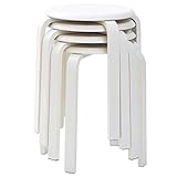 IBUYKE Stapelhocker-Massivholz Hocker Hausbank Holzhocker Mode Kreative Hocker Moderne Esstisch Hocker Erwachsene Esszimmerhocker Weiß 40x44x33cm RF-717