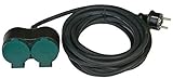 HEITECH Schuko Verlängerungskabel 5 Meter Kabel - Stromkabel Verlängerung 2fach für den Außenbereich IP44, 250V - 5m Kunststoff Kabelverlängerung schwarz