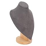 Jopwkuin Halskette-Ketten-Display-Halter, Holz-Schwarz-Halsketten-Display-Halter, fein verarbeitet, elegant für Juweliergeschäft für Messen(Grau)