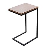 Middai C-förmiger Beistelltisch, Vintage-Sofa-beistelltisch, Holzplatte, Mehrzweck-nachttisch Für Lampe, Wecker, Bücher, Snacks(Size:40 * 30 * 60CM,Color:Schwarz)