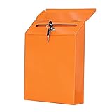 MINUSE Wandmontierter Briefkasten, Moderne Kreative Briefkästen, Postkasten mit Schlüsselschloss, Regenfeste Mailbox - 22 x 6,5 x 30 cm (Color : Orange)