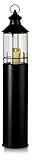 KHG Laterne Leuchtturm 99 cm mit LED-Kerze aus Metall/Glas in schwarz, Kerzenständer, Kerzenhalter, Outdoor und Indoor, Deko, Glaseinsatz, für Wohnzimmer, Balkon, Terrasse, Garten usw.