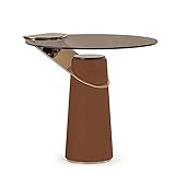 ZABEES Beistelltische, Gold, TV-Tablett, Teetisch, Sofa, Beistelltisch aus Edelstahl, Beistelltisch aus Glas, für Schlafzimmer, Wohnzimmer, Büro