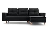 Ecksofa mit Schlaffunktion und Bettkasten Ottomane Links als auch rechts montierbar Couch für Wohnzimmer, Schlafsofa Sofagarnitur Sofa Eckcouch L-Form Wohnlandschaft 232x137x84 cm Carl Schwarz