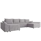 Mirjan24 Ecksofa Chione U Cord mit Bettkasten und Schlaffunktion, 4 Sitzer Eckcouch, U-Form Sofa für Wohnzimmer, symmetrisches Ecksofa, Polsterecke mit Bettfunktion, Wohnlandschaft (Poso 110)