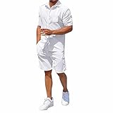 2-Teilige Sommerhemd Sportanzug Trainingsanzug Für Männer Hemd Und Hose Set Herren T-Shirt & Kurze Hose Tshirt Anzug Kurzarm Sommer Outfit Set Poloshirt Jogging Anzüge Trachtenhemd Herren Kurzarm