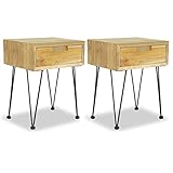 Youuihom Sofa-Sideboard, Nachttische für B&B, Nachttische für Hotels, Geeignet für Wohnräume, Wohnzimmer, Schlafzimmer, Bäder, Nachttische 2 STK. 40x30x50 cm Teak Massivholz
