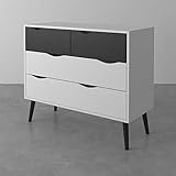 Tvilum Oslo-Truhe, Spanplatte, 75395, Weiß/Mattschwarz, H 81,7 x T 39,1 x B 98,7 cm, DIY Montage